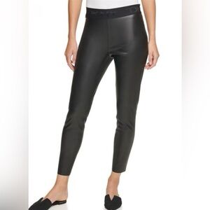 DKNY Faux Leather Black Leggings NWT